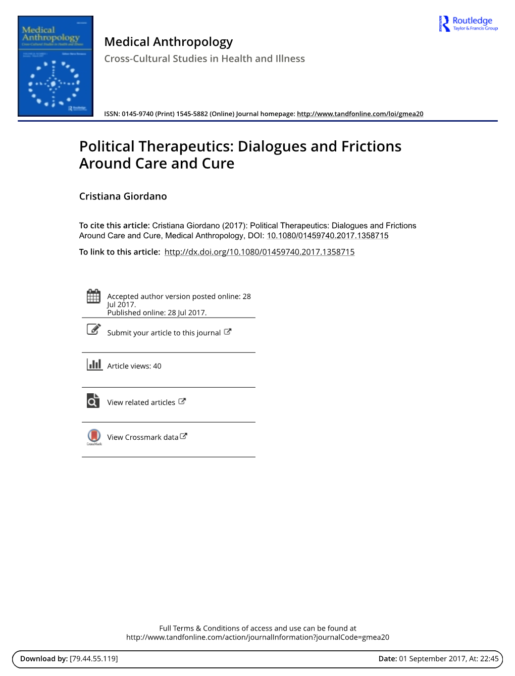 Political Therapeutics: Dialogues and Frictions Around Care and Cure