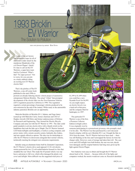 1993 Bricklin EV Warrior the Solution to Pollution