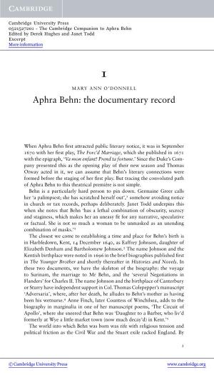Aphra Behn Edited by Derek Hughes and Janet Todd Excerpt More Information