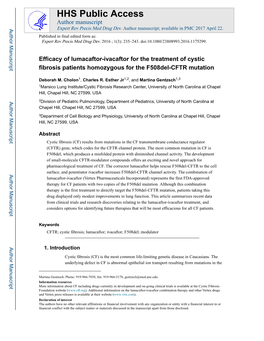 Efficacy of Lumacaftor-Ivacaftor for the Treatment of Cystic Fibrosis Patients Homozygous for the F508del-CFTR Mutation