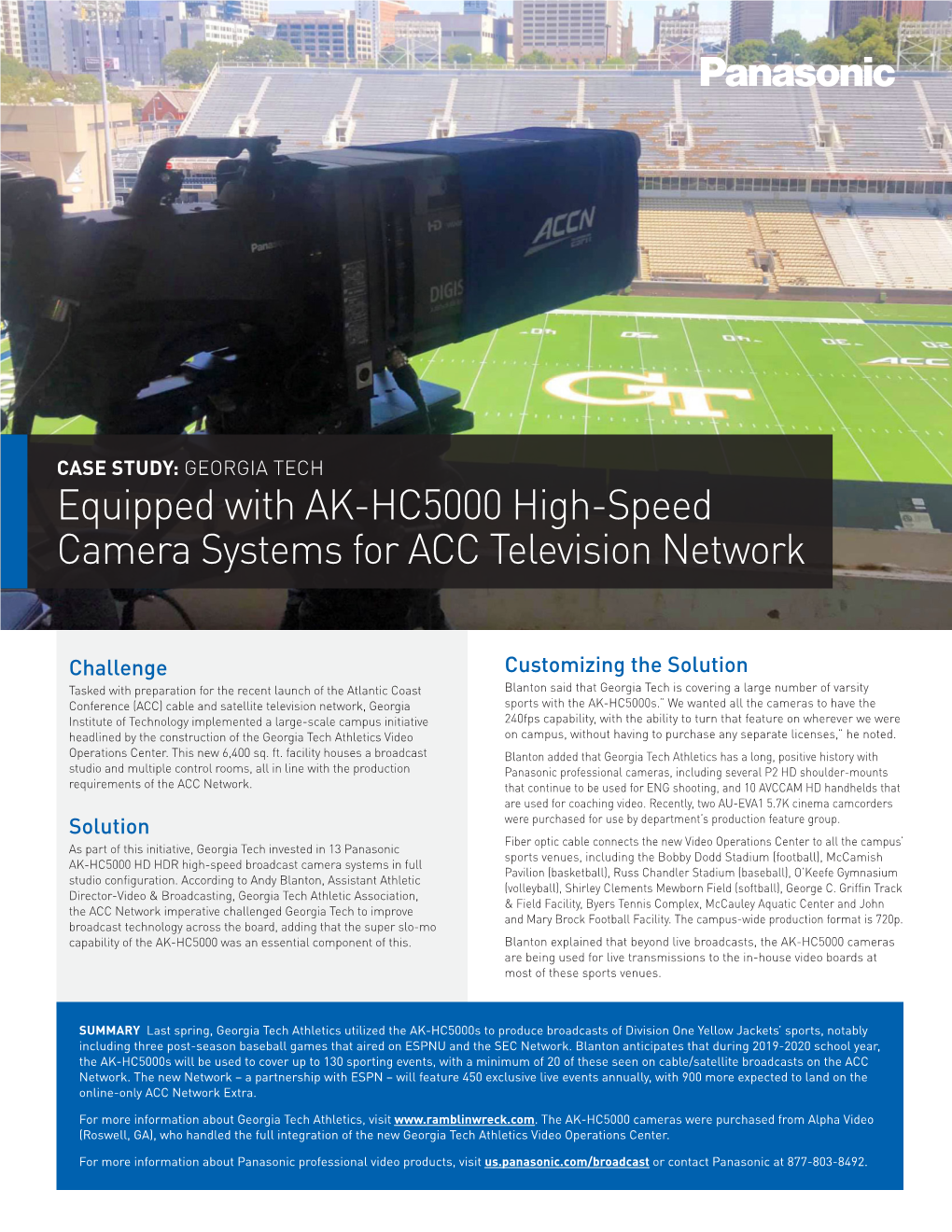 Georgia Tech Athletics Equipped for ACC Network Broadcasts (PDF)