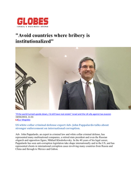 "Avoid Countries Where Bribery Is Institutionalized"
