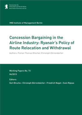 Concession Bargaining in the Airline Industry: Ryanair's Policy of Route