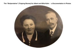 The “Stolpersteine” (Tripping Stones) for Albert and Billa Kahn - a Documentation in Photos