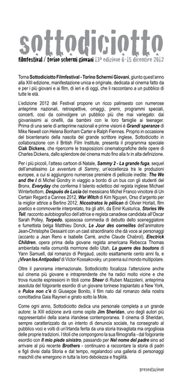 Sottodiciotto / Torino Schermi Giovani 13A Edizione 6-15 Dicembre 2012