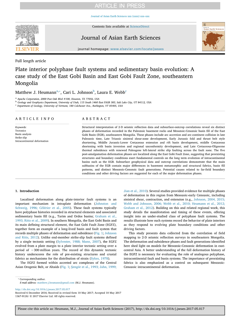 Plate Interior Polyphase Fault Systems and Sedimentary Basin Evolution A