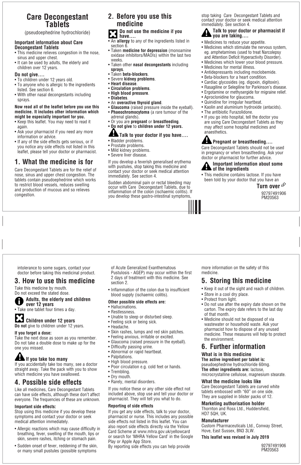 Care Decongestant Tablets and Care Decongestant 2