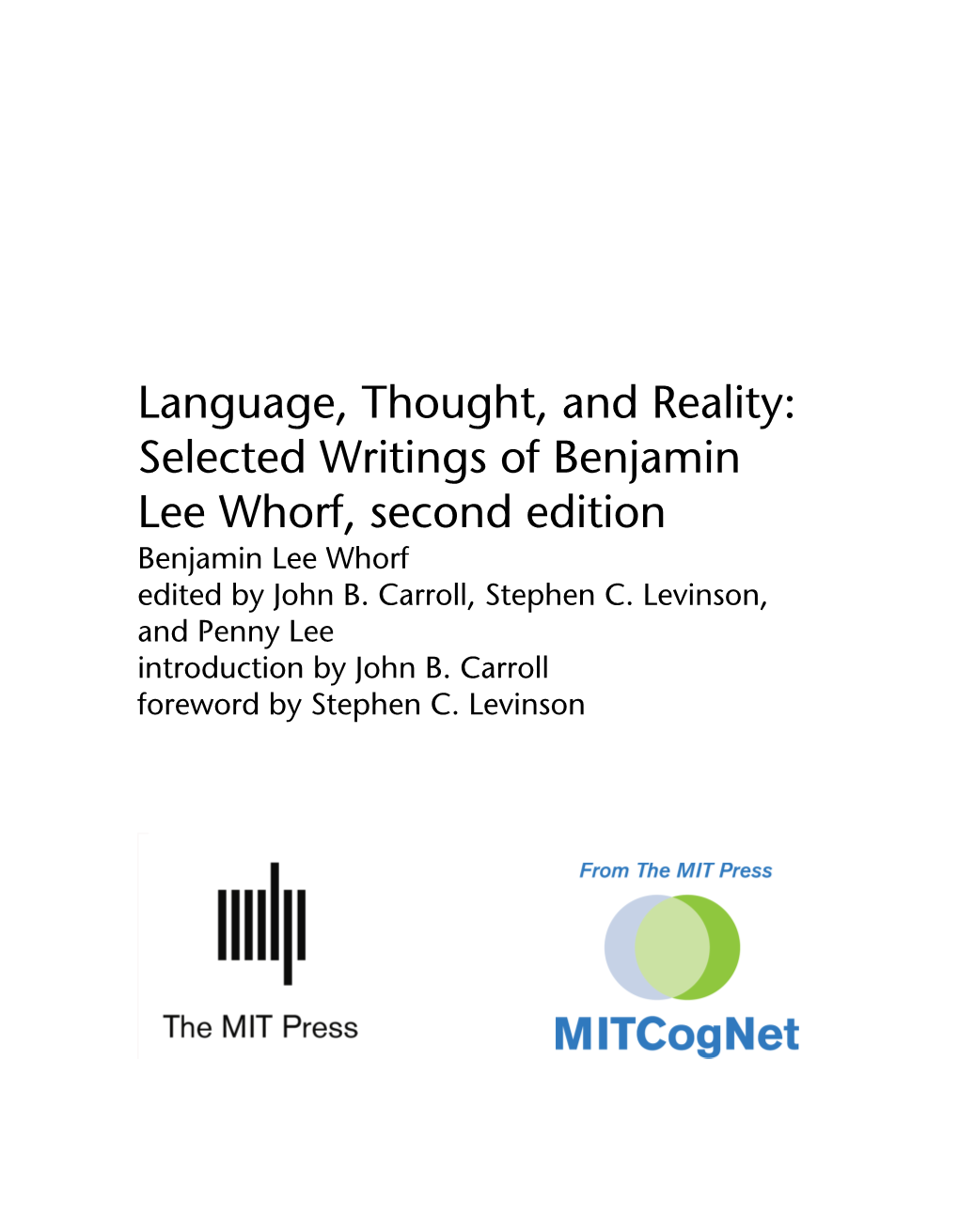 Language, Thought, and Reality: Foreword