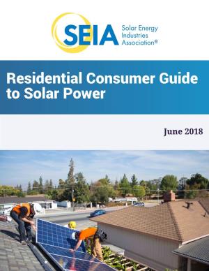 Residential Consumer Guide to Solar Power June 2018