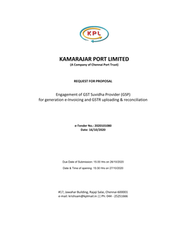 KAMARAJAR PORT LIMITED (A Company of Chennai Port Trust)