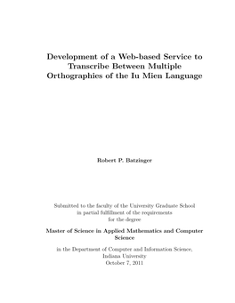 Development of a Web-Based Service to Transcribe Between Multiple Orthographies of the Iu Mien Language