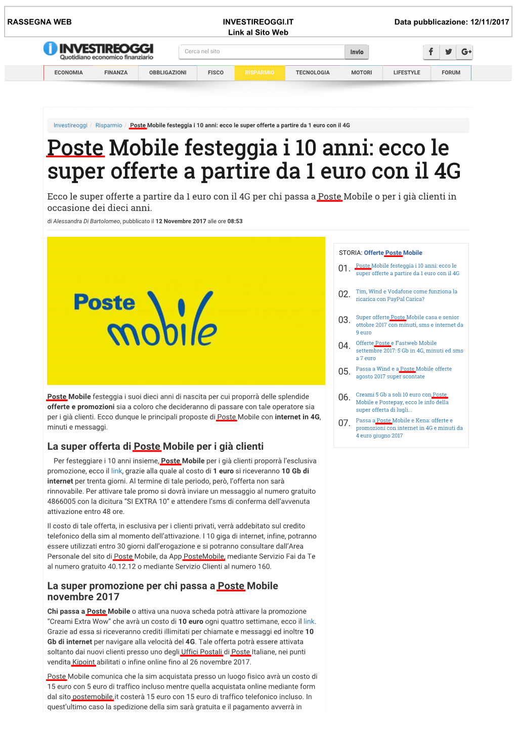 Poste Mobile Festeggia I 10 Anni: Ecco Le Super Offerte a Partire Da 1 Euro