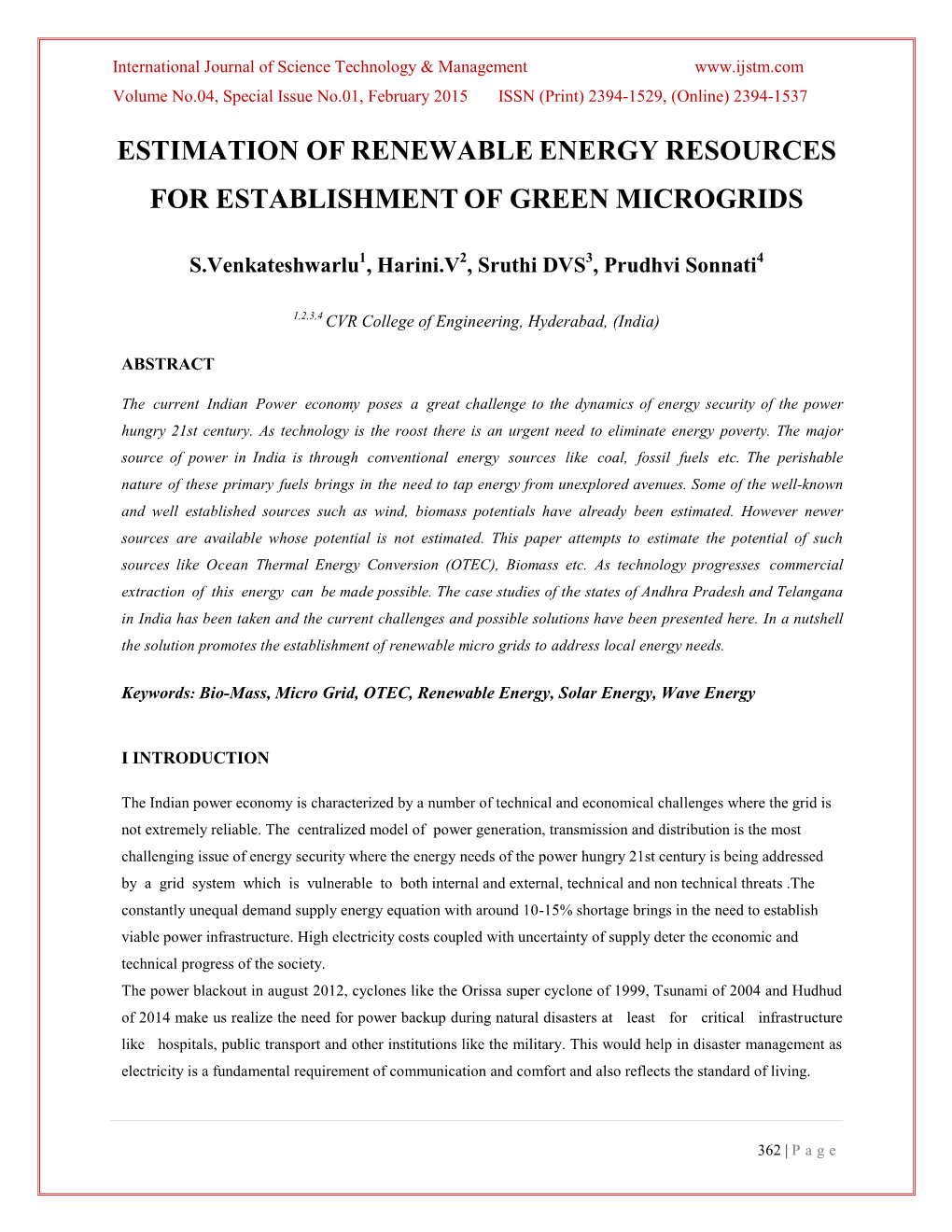 Estimation of Renewable Energy Resources for Establishment of Green Microgrids