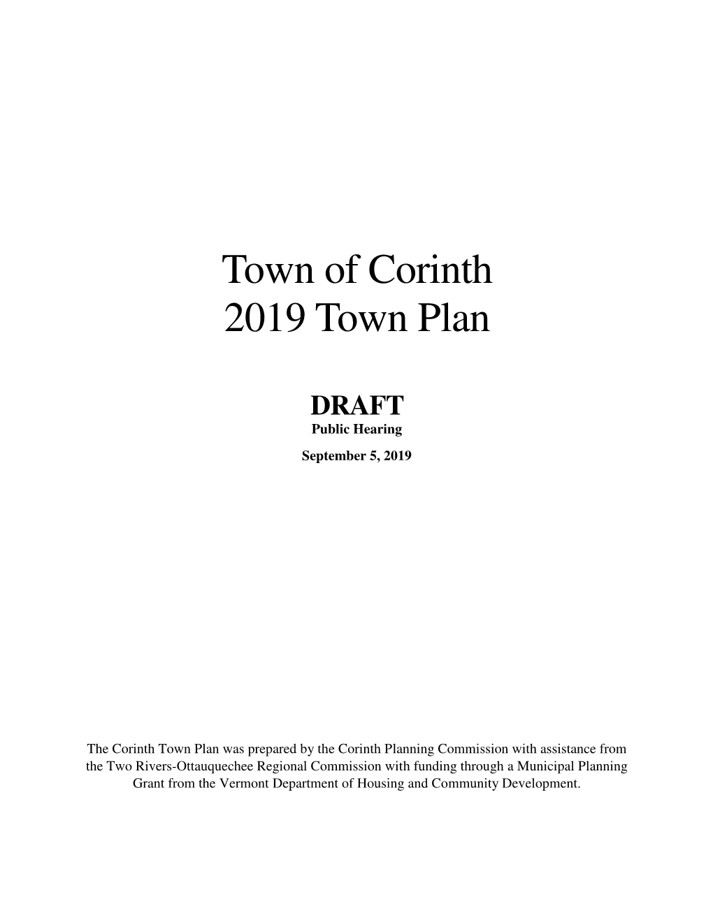 Town of Corinth 2019 Town Plan