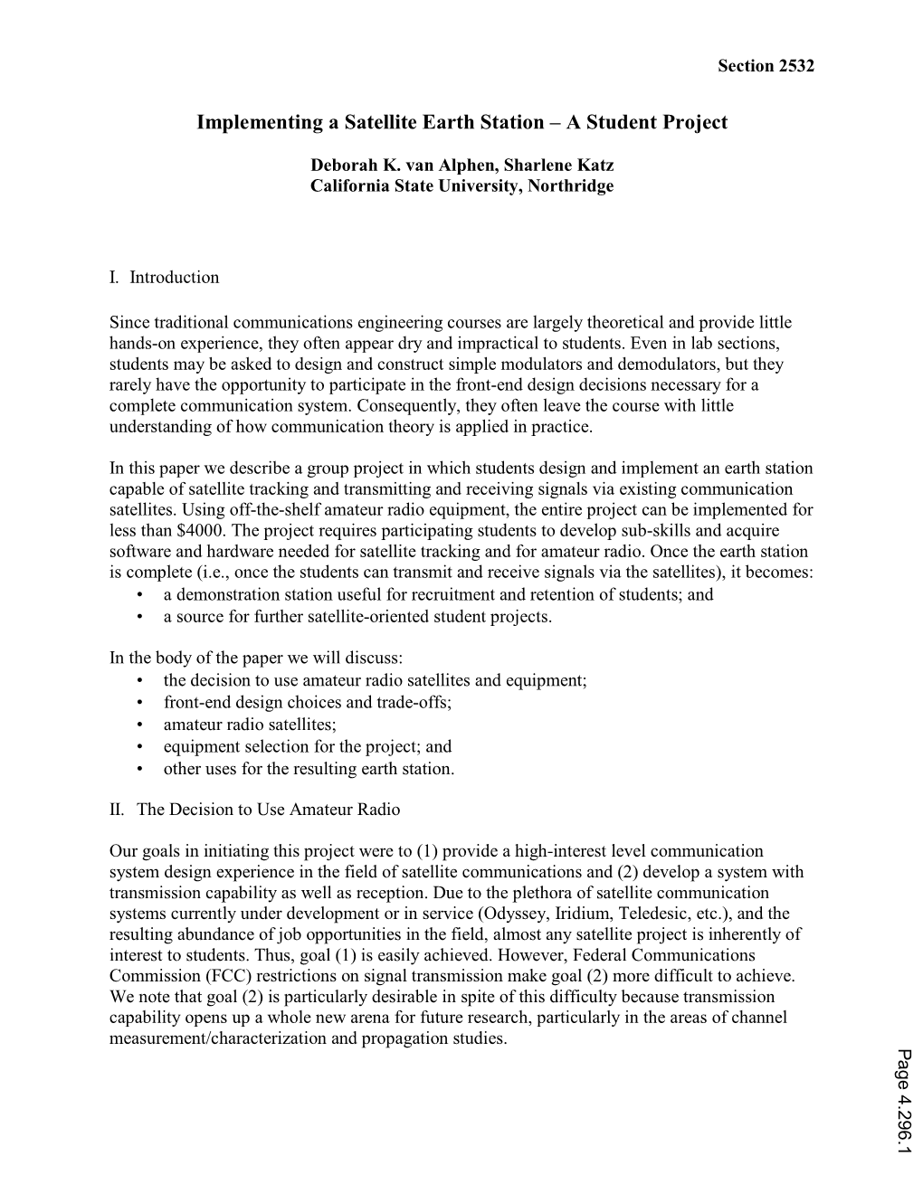 Implementing a Satellite Earth Station a Student Project