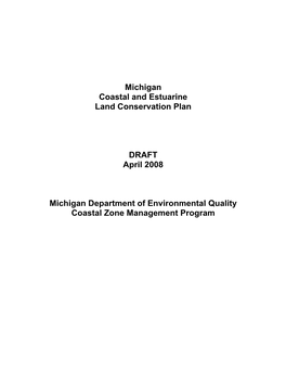 Michigan Coastal and Estuarine Land Conservation Plan DRAFT April