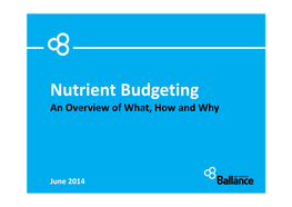 Nutrient Budgeting an Overview of What, How and Why