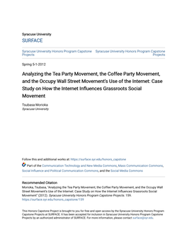 Analyzing the Tea Party Movement, the Coffee Party Movement, and The