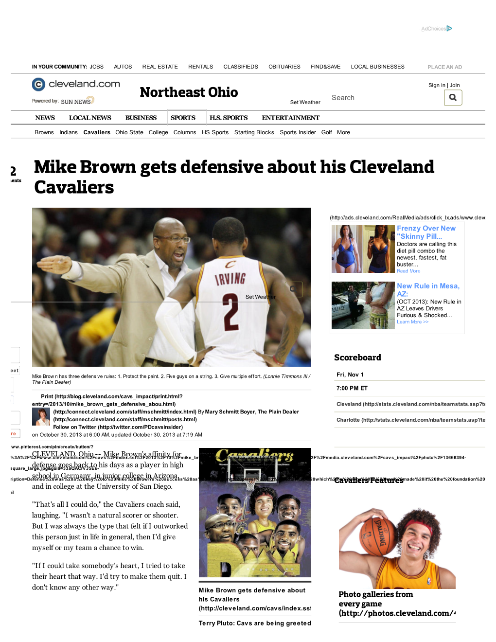 Search CLEVELAND, Ohio -- Mike Brown's Affinity for Defense Goes