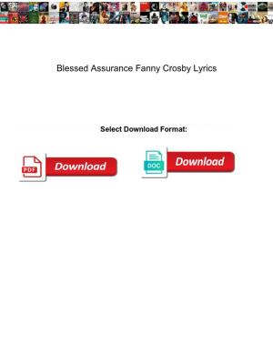 Blessed Assurance Fanny Crosby Lyrics