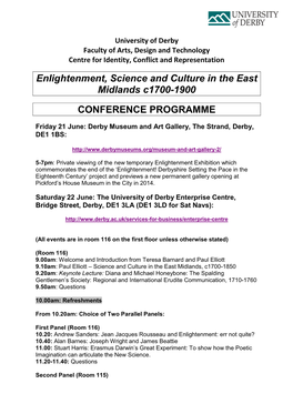 Enlightenment, Science and Culture in the East Midlands C1700-1900