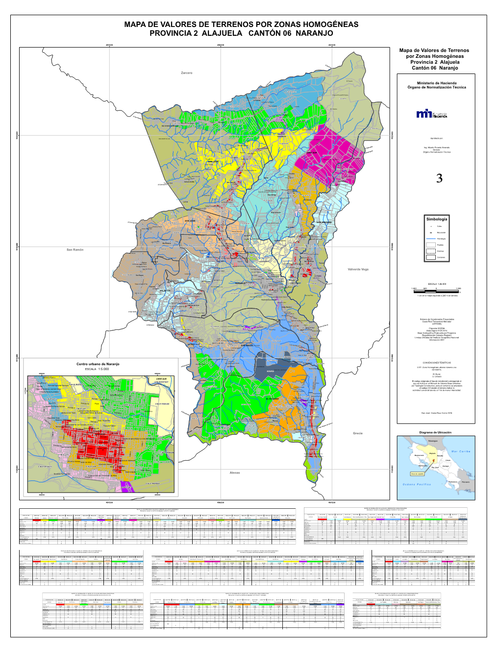 Mapa Del Cantón Naranjo 06, Distrito 01 a 08