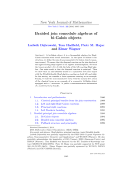 New York Journal of Mathematics Braided Join Comodule Algebras of Bi-Galois Objects