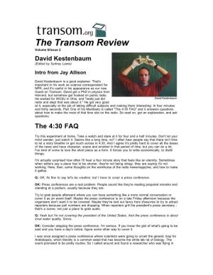 The Transom Review Volume 6/Issue 2 David Kestenbaum (Edited by Sydney Lewis)