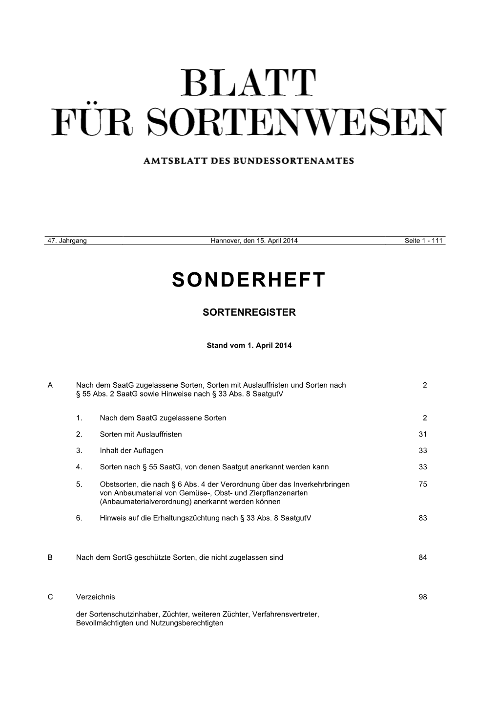 Sonderheft 2014