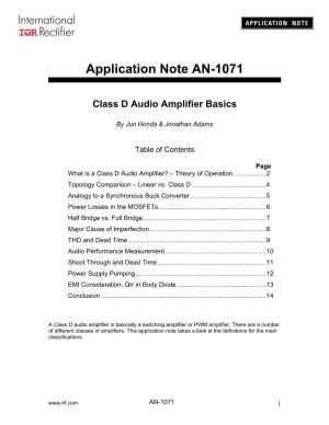 Class D Audio Amplifier Basics