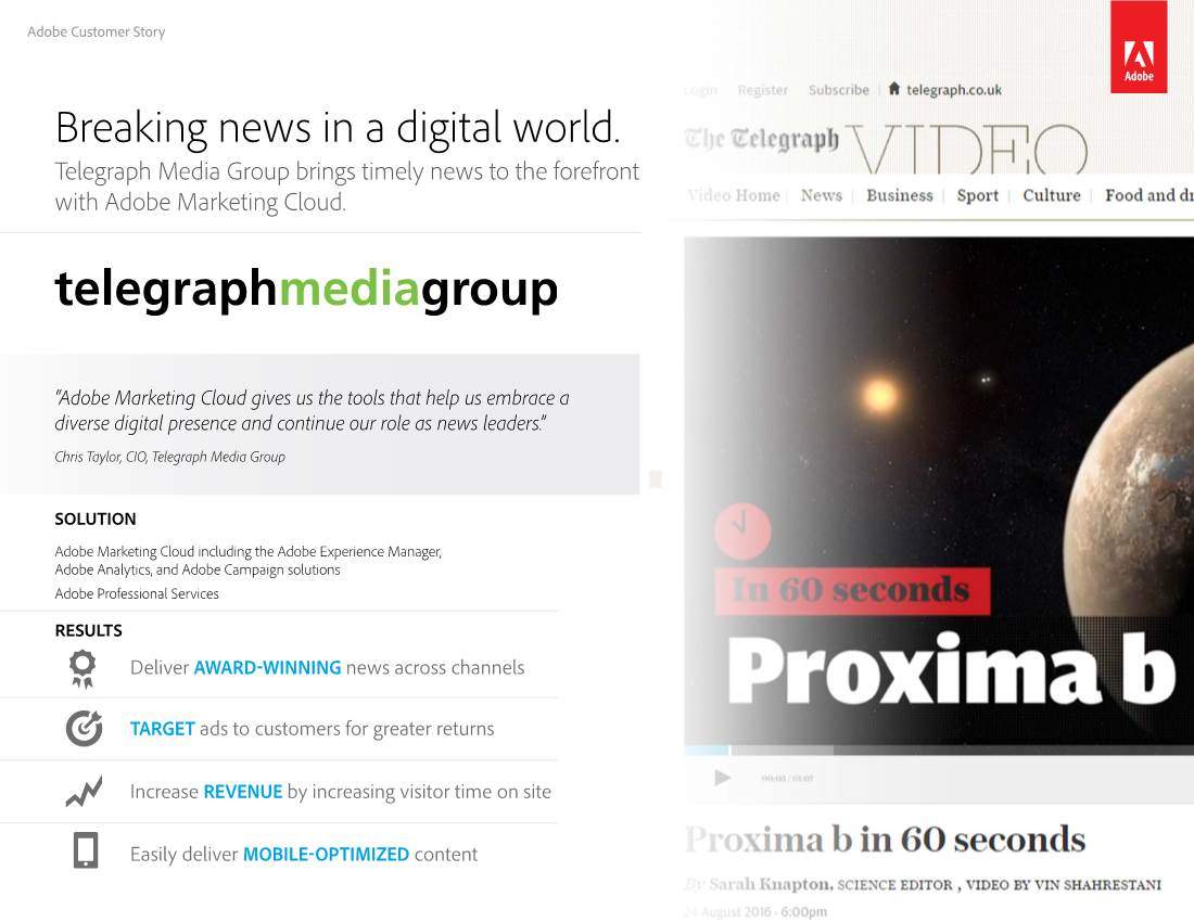 Breaking News in a Digital World. Telegraph Media Group Brings Timely News to the Forefront with Adobe Marketing Cloud