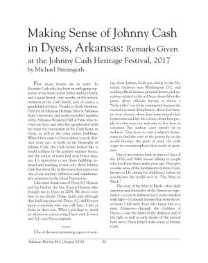 Making Sense of Johnny Cash in Dyess, Arkansas: Remarks Given at the Johnny Cash Heritage Festival, 2017 by Michael Streissguth