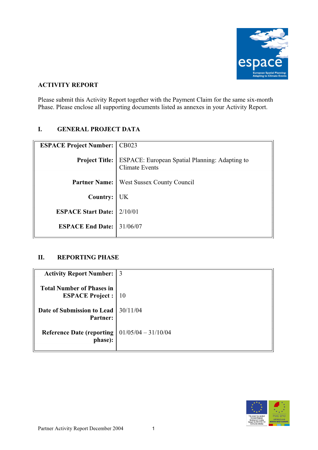 I. General Project Data