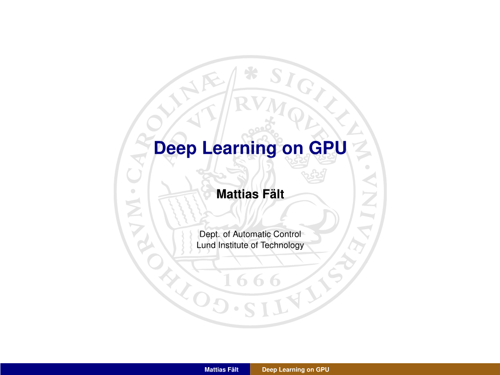 Deep Learning on GPU