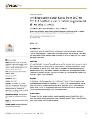 Antibiotic Use in South Korea from 2007 to 2014: a Health Insurance Database-Generated Time Series Analysis