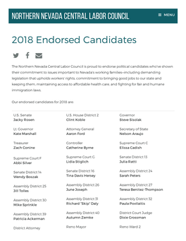 2018 Endorsed Candidates