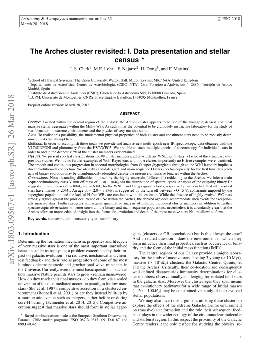 The Arches Cluster Revisited: I. Data Presentation and Stellar Census