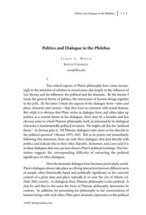 Politics and Dialogue in the Philebus 109