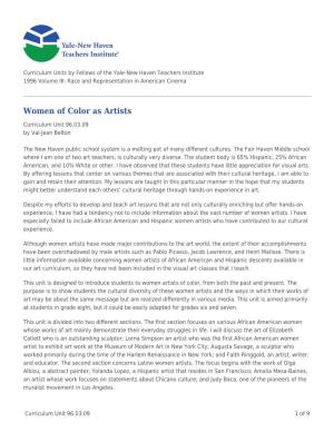 Women of Color As Artists