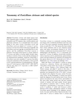 Taxonomy of Penicillium Citrinum and Related Species