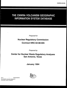 The CNWRA Volcanism Geographic Information System Database