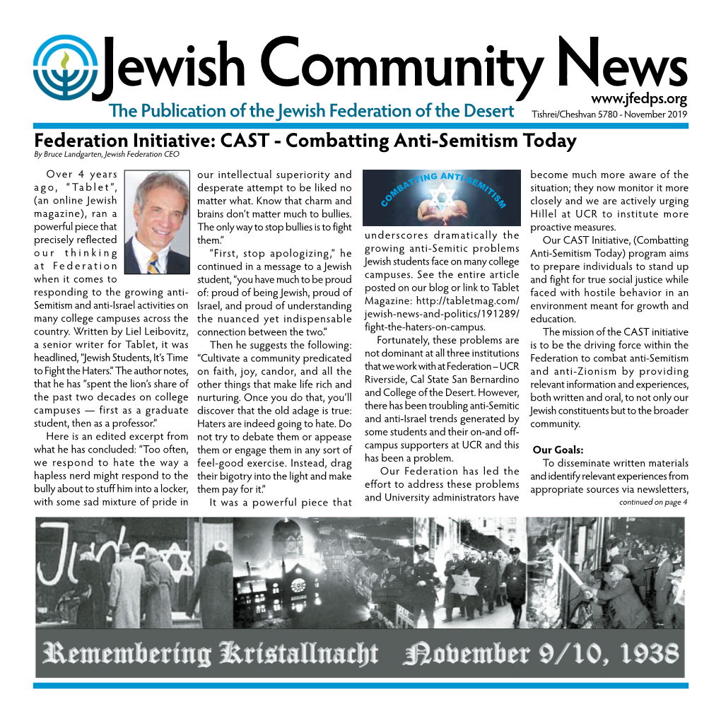 Combatting Anti-Semitism Today by Bruce Landgarten, Jewish Federation CEO