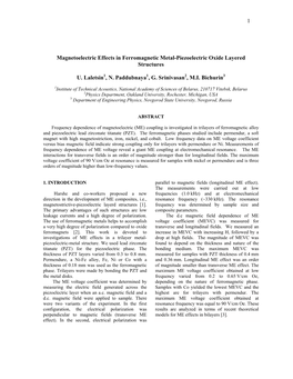 1 Magnetoelectric Effects in Ferromagnetic Metal-Piezoelectric