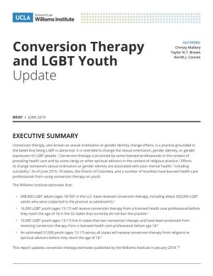 Conversion Therapy and LGBT Youth Update