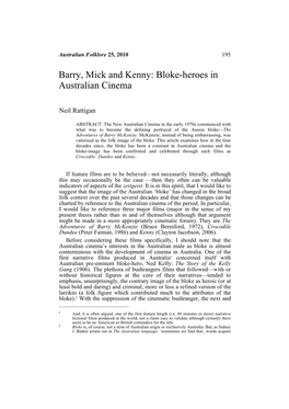 Barry, Mick and Kenny: Bloke-Heroes in Australian Cinema