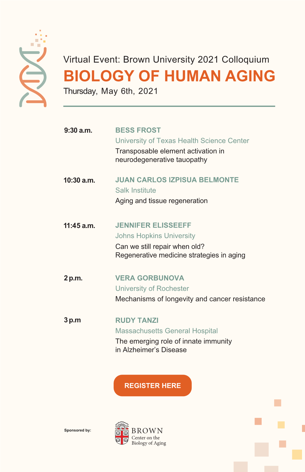 BIOLOGY of HUMAN AGING Thursday, May 6Th, 2021