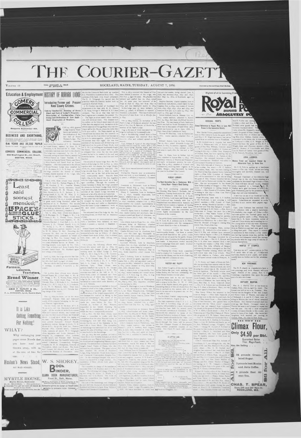 Courier Gazette, Tuesday August 7, 1894