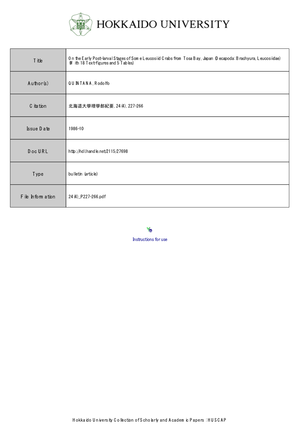 Decapoda: Brachyura, Leucosiidae) Title (With 18 Text-Figures and 5 Tables)