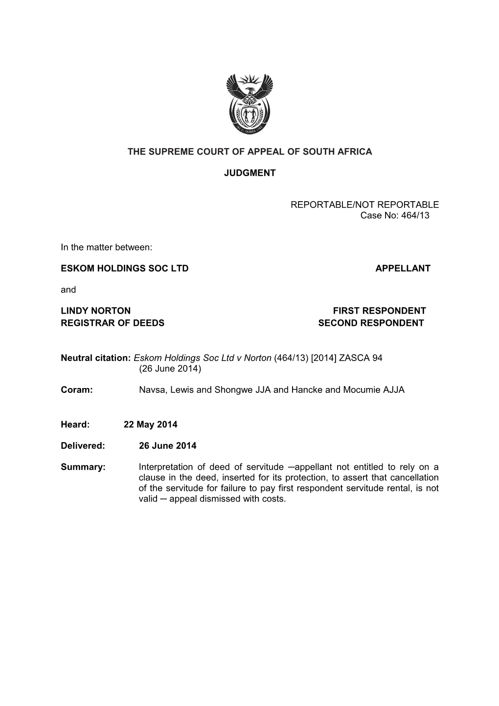 The Supreme Court of Appeal of South Africa s10