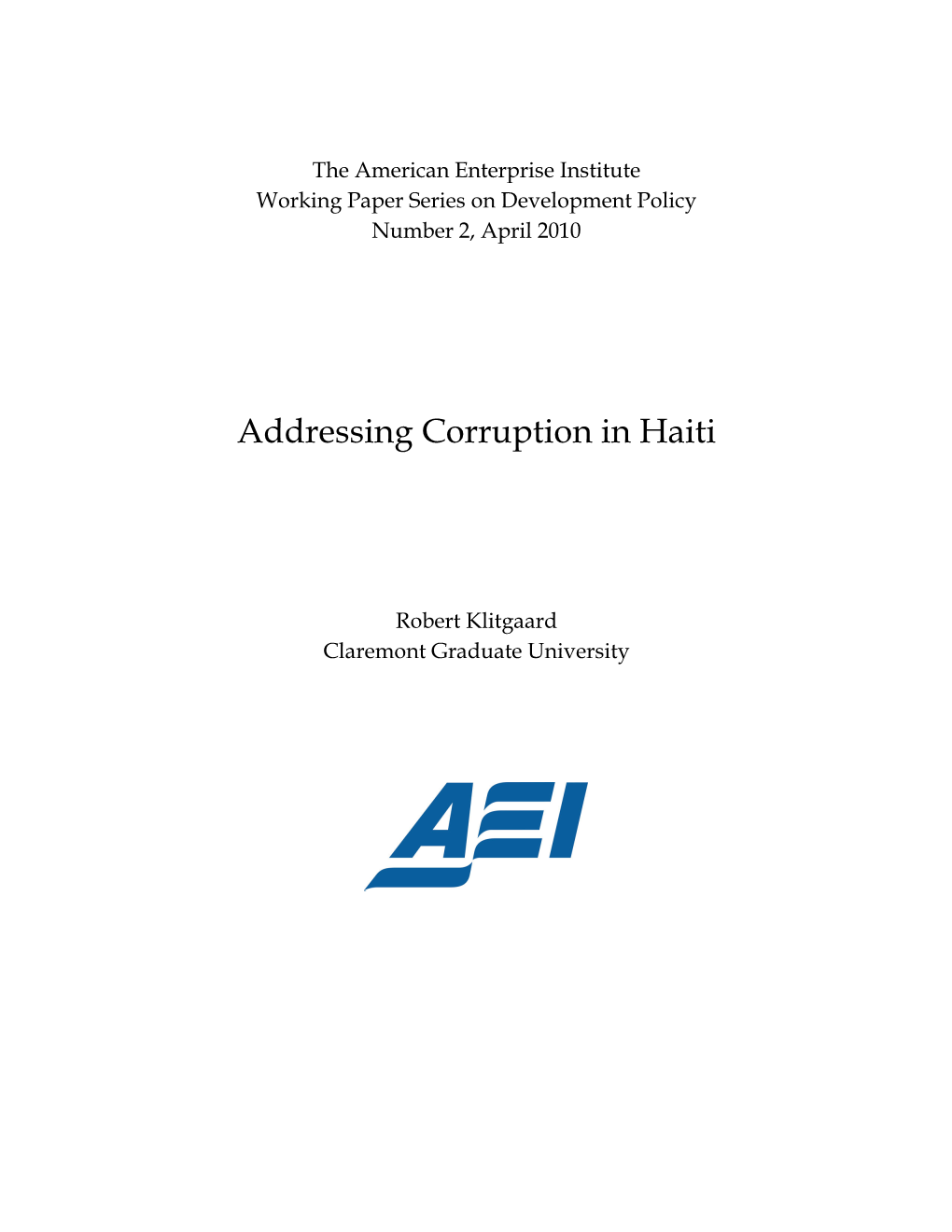 2. Addressing Corruption in Haiti: an Overview
